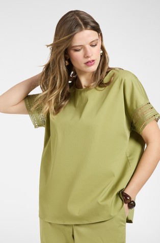 Oversized fit majica kratkih rukava s makramé obrubima