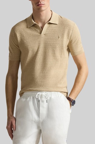 Textured Cotton-linen Short-sleeve Polo
