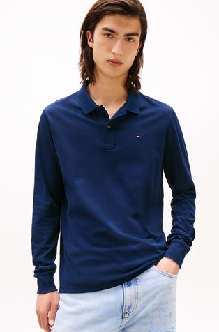 Slim fit pamučna polo majica dugih rukava