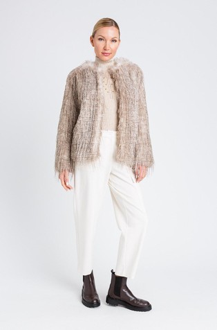 Jakna od umjetnog krzna s uzorkom