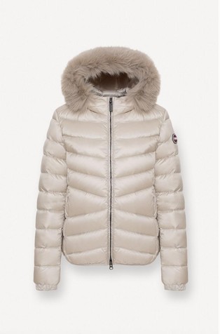 Vodoodbojna prošivena jakna punjena paperjem s umjetnim krznom