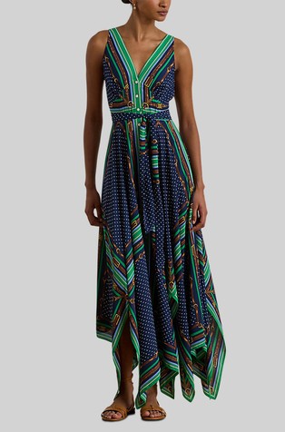 Haljina bez rukava od žoržeta s uzorkom