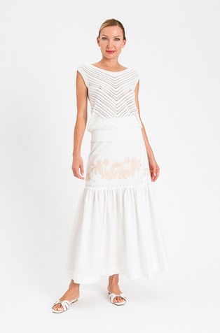 Chevron openwork knit top