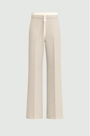 Drawstring trousers in lamé-embellished viscose-blend fabric