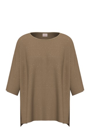 Rebrasto pleten pamučni pulover sa šljokicama