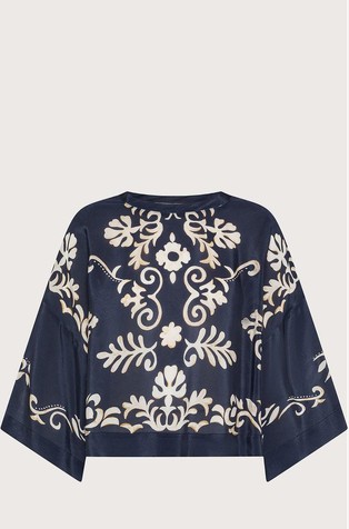 Loose viscose tee with contrast print