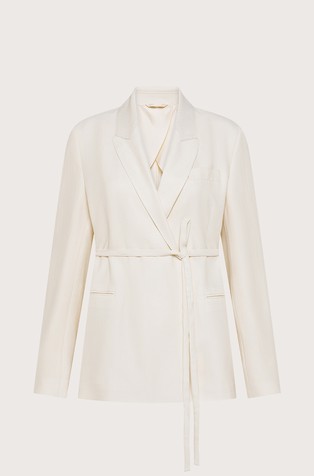 Long cotton and viscose bend blazer