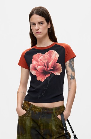 Printed contrast short sleeve t-shirt