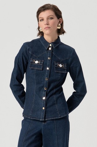 Denim košulja s logo detaljima