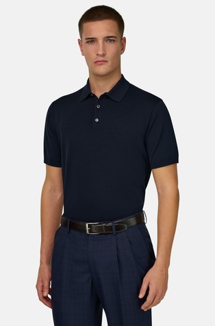 Cotton and Silk Knitted Polo Shirt