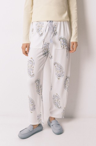 Paisley print long trousers