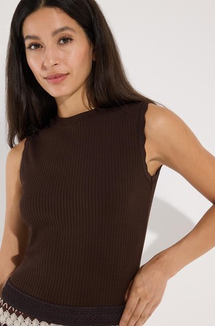 Stretch cotton sleeveless top
