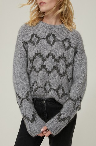 Pleten pulover sa žakard lurex uzorkom