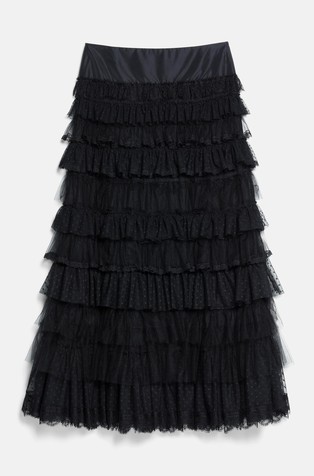 Tulle and lace tiered maxi skirt