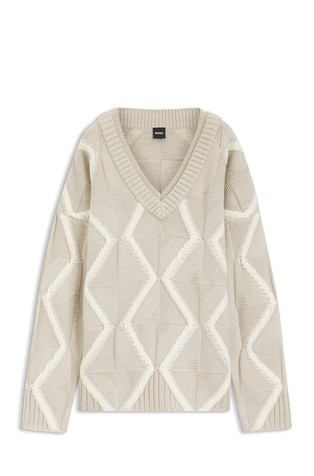 Relaxed fit pleten pulover od djevičanske vune