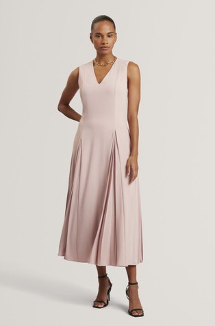 Midi haljina s plisiranim umetcima