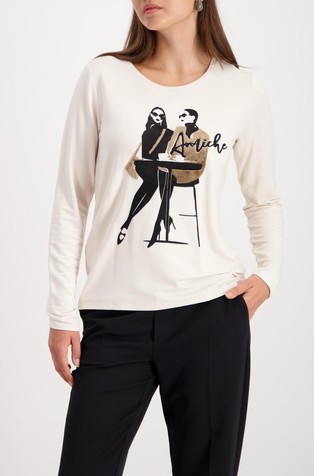 Majica dugih rukava s otiskom i aplikacijama