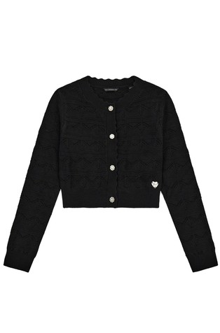 Cropped rupičasto pleten kardigan