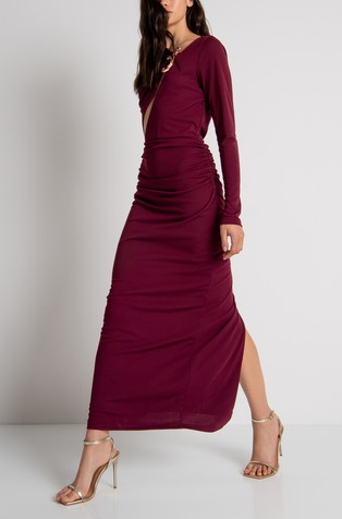 Slim fit duga haljina s umetkom od tila