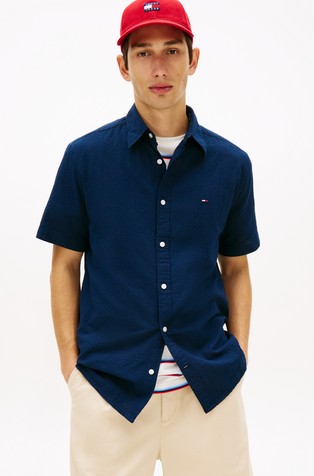 Regular fit Seersucker Short-sleeved Shirt