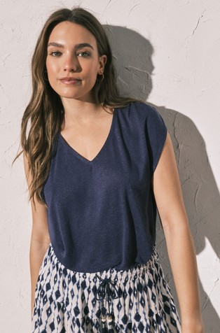 Viscose and linen pyjama top