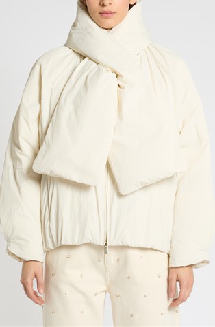 Oversized fit jakna punjena paperjem s uklonjivim šalom