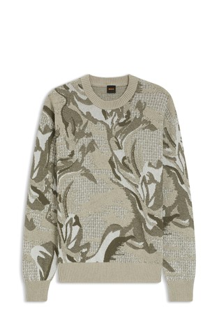 Relaxed-fit sweater with jacquard-knit pattern