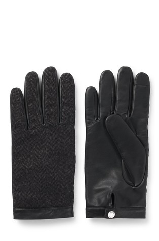 Kožne rukavice s umetkom od mješavine vune