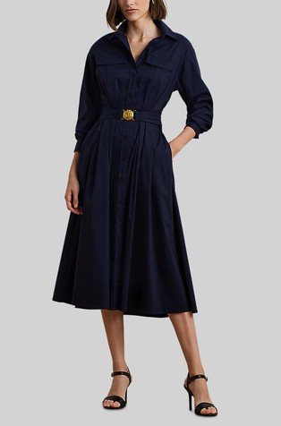 Midi košulja-haljina od mješavine pamuka s remenom