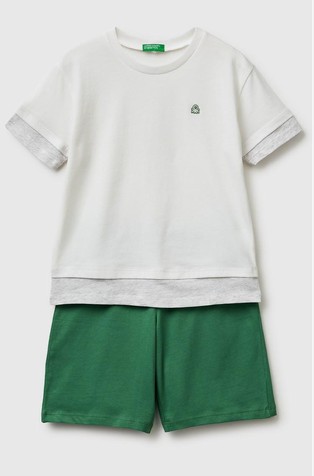 Pamučna pidžama kratkih rukava s raznobojnim blokovima