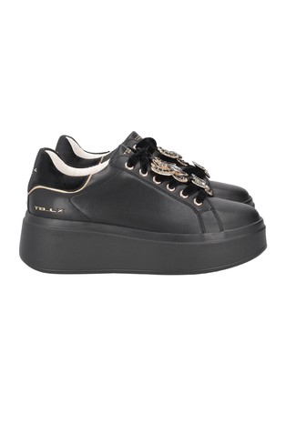 Dazzling leather sneaker with jewel butterflies