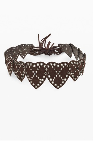 Suede belt with heart construction