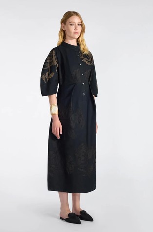 Cotton poplin dress with embroideries