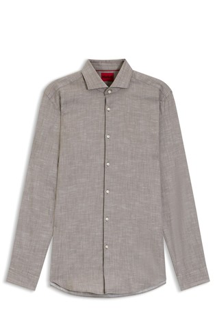 Slim-fit shirt in cotton and linen