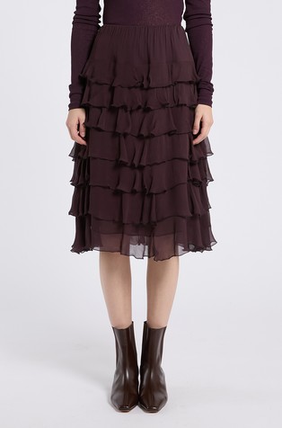 Monochrome flounced midi skirt