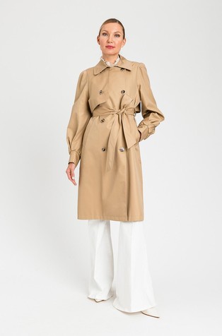 Double breasted gabardine trench coat