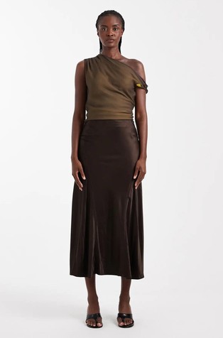 TSMAYA satin midi skirt