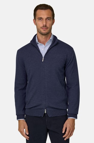 Full-Zip Jumper in Merino Wool Cashwool® Mouliné