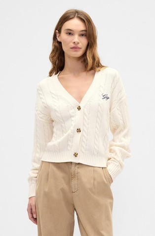 Boxy Cable-Knit Cardigan