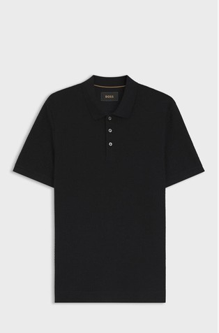 Mercerised-cotton polo shirt with basket weave