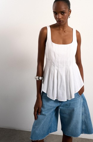 TSMARIAM top od mješavine lana s plisiranim naborima