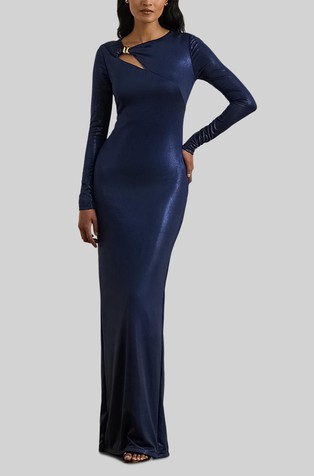 Jersey večernja haljina s izrezom