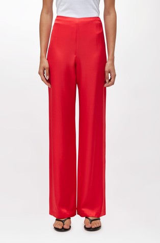 Straight-leg satin trousers