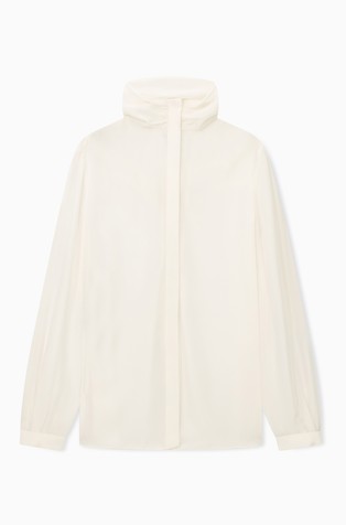 Silk shirt with high collar