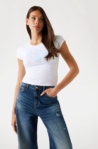 Majica s logo otiskom i ukrasnim kamenčićima