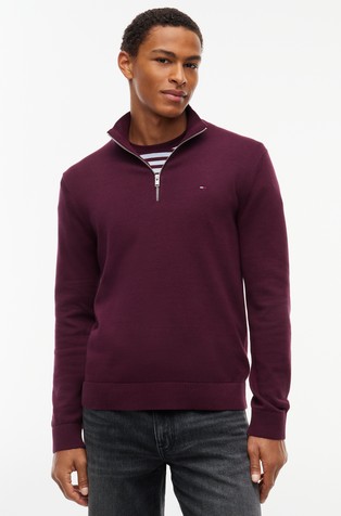 Slim fit pleten pulover s djelomičnim kopčanjem