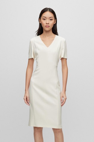 Haljina od mješavine viskoze s V-izrezom i kratkim rukavima
