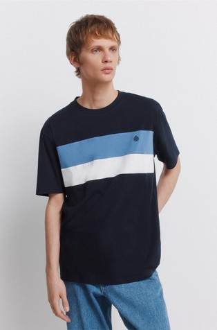 T-shirt with striped insert