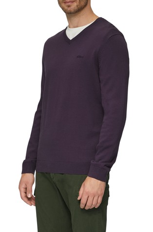 Knitted jumper with logo embroidery