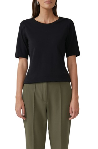 Cotton T-shirt with satin detail at the neckline